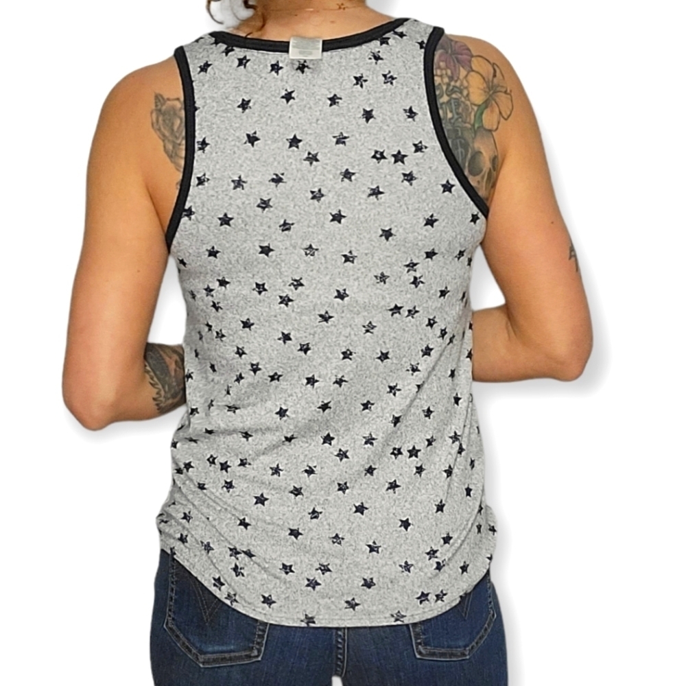 Lucky Brand Stars Tank Top Small Grey Blue - Picture 3 of 3